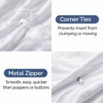White Color, Mulberry Silk Ultra Soft 3-Piece Duvet Cover Set with Hidden Zipper... - Image 3
