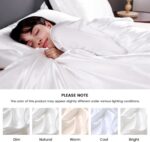 White Color, Mulberry Silk Ultra Soft 3-Piece Duvet Cover Set with Hidden Zipper... - Image 4
