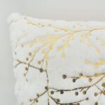 LIGICKY Set of 2 Fluffy White Faux Fur Pillow Covers with Gold Branches Glitter ... - Image 5