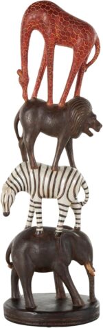 Deco 79 Polystone Safari Animals Decorative Sculpture Stacked Home Decor Statue ... - Image 4