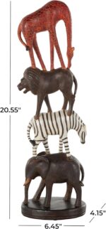 Deco 79 Polystone Safari Animals Decorative Sculpture Stacked Home Decor Statue ... - Image 7