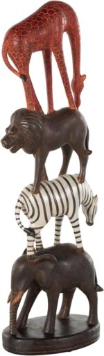 Deco 79 Polystone Safari Animals Decorative Sculpture Stacked Home Decor Statue ... - Image 8