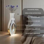 30" Tall Double Sided Crushed Diamond Floor Vases, Large Mirrored Sliver Crystal... - Image 6