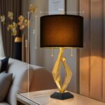 Sculptural Table Lamp Set of 2 with USB Ports For Living Room, Gold Leaf Finish ... - Image 7