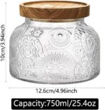 ANSQU Vintage Glass Food Storage Jar, Glass Jar with Wooden Lid, 25.4 FL OZ Deco... - Image 3