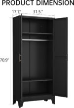 Metal Armoire Wardrobe Closet Storage Cabinet with Hanging Rod,71'' Metal Wardro... - Image 3