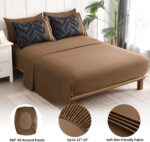 Luxudecor Brown Comforter Set Queen Size, 7 Pieces Stripe Geometric Bed in a Bag... - Image 6
