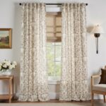 jinchan Linen Floral Curtains for Living Room with Printed Flower 96 Inches Long... - Image 3