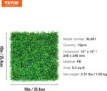 VEVOR Artificial Boxwood Panels,12PCS 10x10 inch, Artificial Grass Backdrop Wall... - Image 3