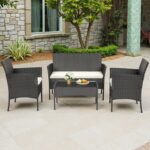 FDW | 4-Piece Patio Furniture Set | Black | Outdoor Wicker Furniture with Coffee... - Image 6