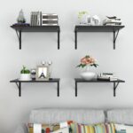Deep Floating Wall Shelves - 4 Sets of 12 Inch Wide Black Wood Shelves for Bathr... - Image 3