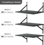 Deep Floating Wall Shelves - 4 Sets of 12 Inch Wide Black Wood Shelves for Bathr... - Image 4