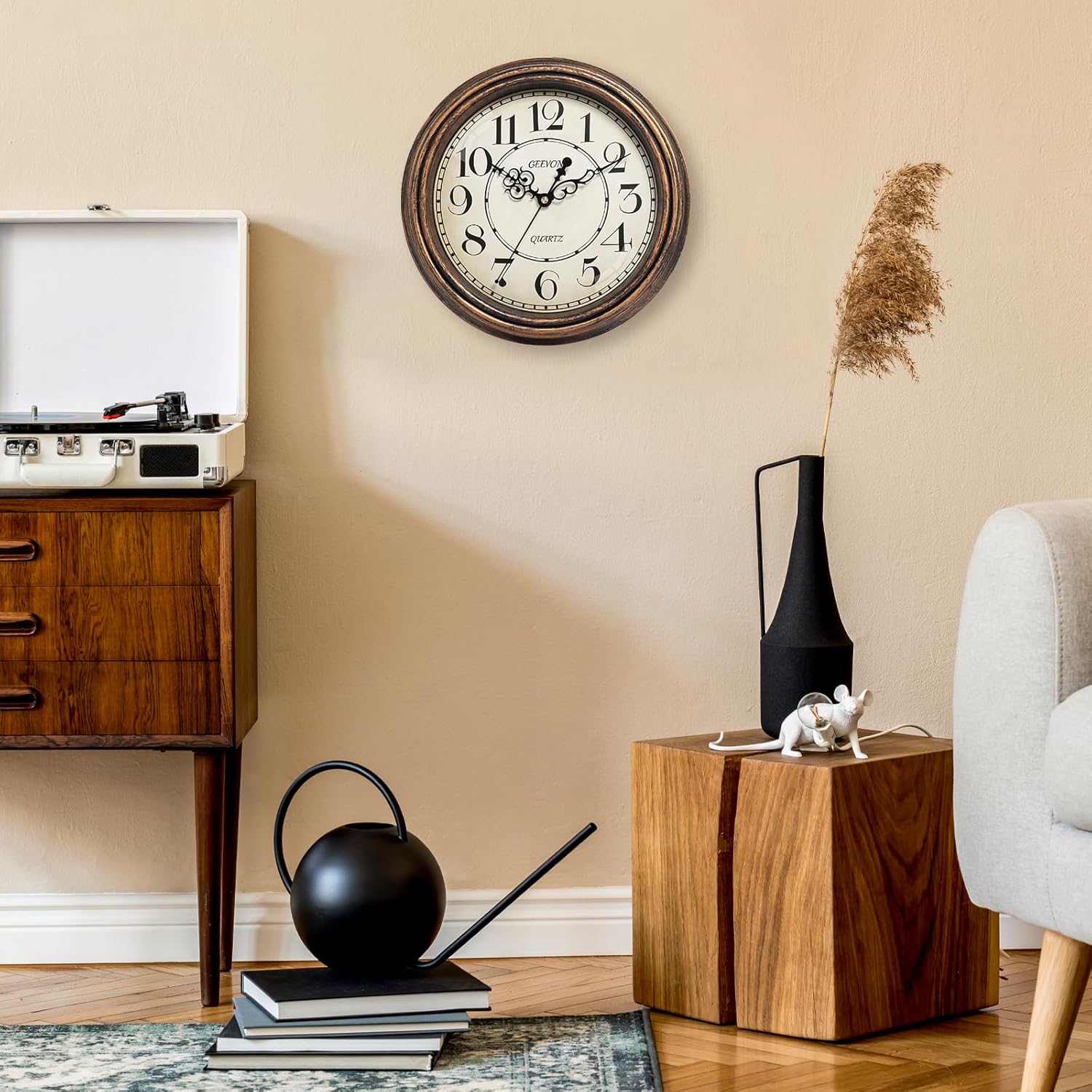 Geevon Vintage Wall Clock, Silent 12" Non Ticking Retro Round Clock Quartz Decor... - Image 7