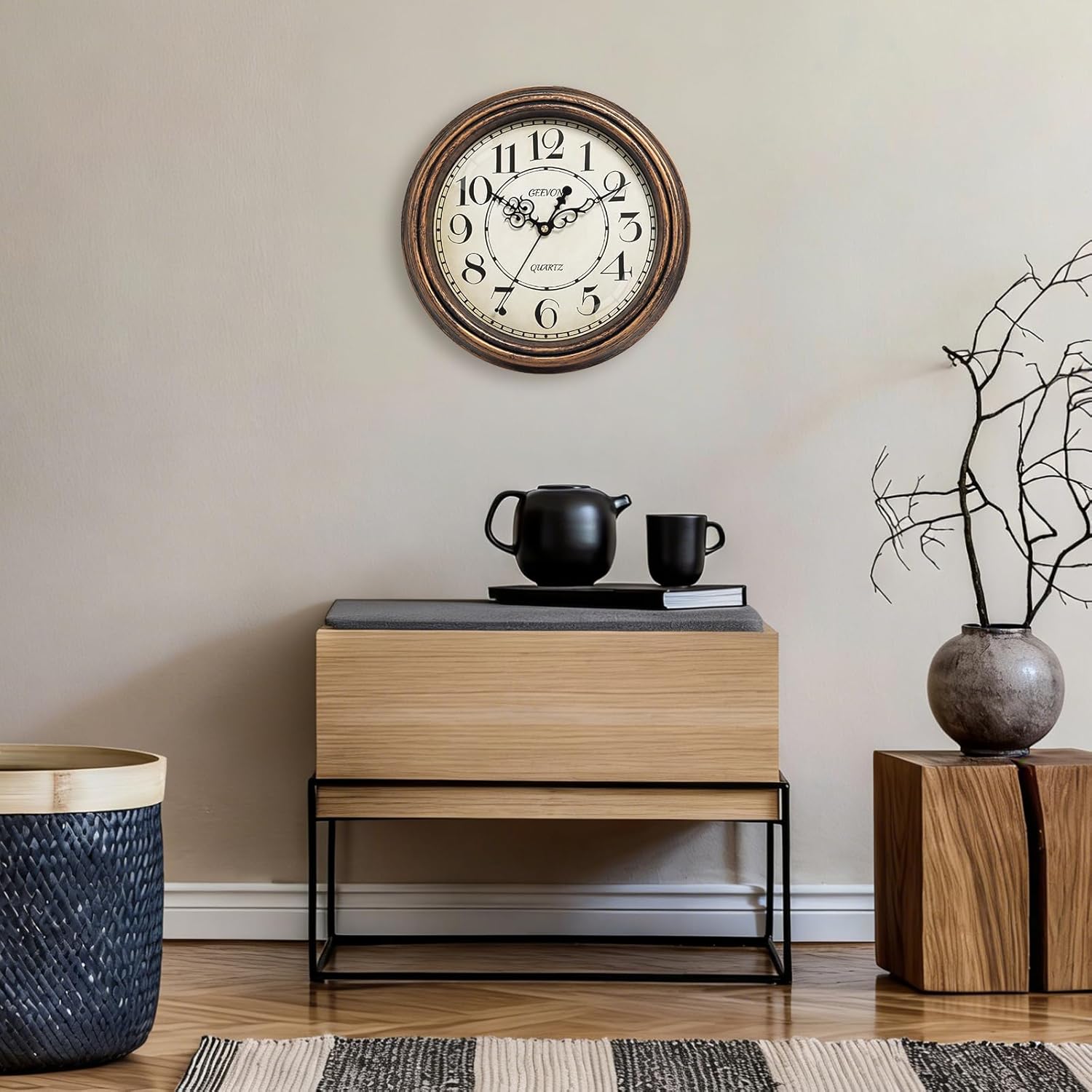 Geevon Vintage Wall Clock, Silent 12" Non Ticking Retro Round Clock Quartz Decor... - Image 8