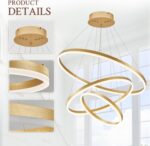 3-Rings Modern LED Chandelier Gold, Dimmable Pendant Lighting with Remote Contro... - Image 5