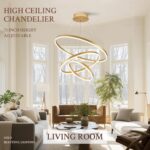 3-Rings Modern LED Chandelier Gold, Dimmable Pendant Lighting with Remote Contro... - Image 6