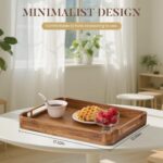 Acacia Wood Serving Tray with Handles - 17'' x 13'' Rectangular Decorative Ottom... - Image 3