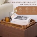 Acacia Wood Serving Tray with Handles - 17'' x 13'' Rectangular Decorative Ottom... - Image 4