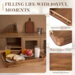 Acacia Wood Serving Tray with Handles - 17'' x 13'' Rectangular Decorative Ottom... - Image 6