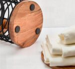 Wooden Utensil Holder for Kitchen Countertop, Rustic Metal Wire Cutlery Stand wi... - Image 6