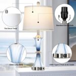 Rinweey Blue Glass Table Lamp Set of 2 with USB C+A Ports & AC Outlet, Bedside L... - Image 7