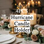 NITIME 4Pcs Hurricane Candle Holder for Pillar Candles, Gold Candle Holders with... - Image 4