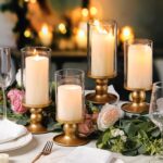 NITIME 4Pcs Hurricane Candle Holder for Pillar Candles, Gold Candle Holders with... - Image 6