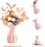Small Plastic Flower Vase, Ceramic-Look Decorative Vase for Dried & Artificial F... - Image 4