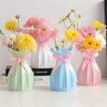 Small Plastic Flower Vase, Ceramic-Look Decorative Vase for Dried & Artificial F... - Image 8
