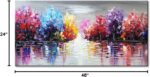 Hand Painted Lake Landscape Canvas Wall Art with Colorful Tree Thick Texture Oil... - Image 9