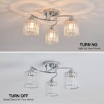 Silver Crystal Chandelier, 3 Lights Ceiling Light, Modern Lighting Fixture for L... - Image 3