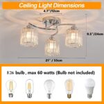 Silver Crystal Chandelier, 3 Lights Ceiling Light, Modern Lighting Fixture for L... - Image 4