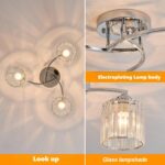 Silver Crystal Chandelier, 3 Lights Ceiling Light, Modern Lighting Fixture for L... - Image 5