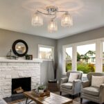 Silver Crystal Chandelier, 3 Lights Ceiling Light, Modern Lighting Fixture for L... - Image 6