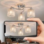 Silver Crystal Chandelier, 3 Lights Ceiling Light, Modern Lighting Fixture for L... - Image 8