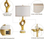 26” Modern Table Lamp Set of 2 for Living Room Bedroom, Gold Sculptural Table La... - Image 5