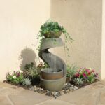 Outdoor Water Feature Patio Fountain with LED Lights, 31.9" Resin Garden Waterfa... - Image 6