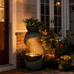 Outdoor Water Feature Patio Fountain with LED Lights, 31.9" Resin Garden Waterfa... - Image 7