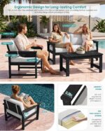 SERWALL Black HDPE Outdoor Loveseat with Khaki Cushions, All Weather Use Outdoor... - Image 4