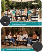 SERWALL Black HDPE Outdoor Loveseat with Khaki Cushions, All Weather Use Outdoor... - Image 5