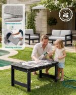 SERWALL Black HDPE Outdoor Loveseat with Khaki Cushions, All Weather Use Outdoor... - Image 8