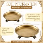 Zonon 2 Pack Brass Color Metal Clawfoot Dish Pedestal Dish Candle Tray Round Cla... - Image 3