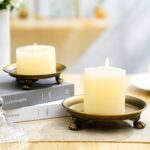 Zonon 2 Pack Brass Color Metal Clawfoot Dish Pedestal Dish Candle Tray Round Cla... - Image 6