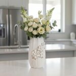 White Ceramic Vase - 9 Inch 3D Modern Vase for Centerpieces, Minimalist Decorati... - Image 5