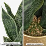 DILATATA Artificial Snake Plant in Gold Pot, 18” Faux Sansevieria Potted Plant f... - Image 3