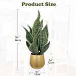 DILATATA Artificial Snake Plant in Gold Pot, 18” Faux Sansevieria Potted Plant f... - Image 4