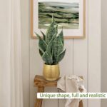 DILATATA Artificial Snake Plant in Gold Pot, 18” Faux Sansevieria Potted Plant f... - Image 5