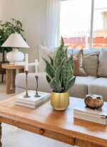 DILATATA Artificial Snake Plant in Gold Pot, 18” Faux Sansevieria Potted Plant f... - Image 7