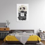 WEboL Fashion Perfume Bottle Black With Grey & White Poppy Poster Decorative Pai... - Image 6