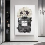 WEboL Fashion Perfume Bottle Black With Grey & White Poppy Poster Decorative Pai... - Image 9
